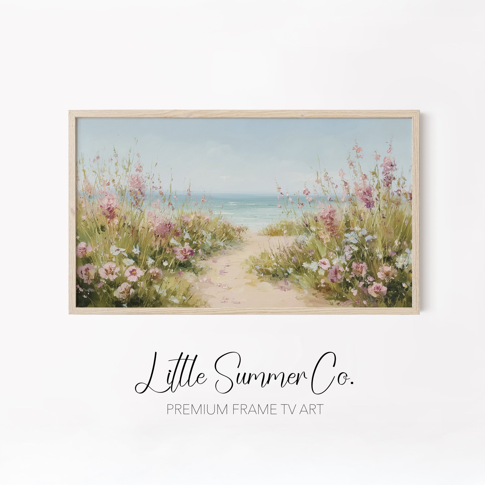 Pastel Floral Landscapes Frame TV Art Bundle displayed on a TV