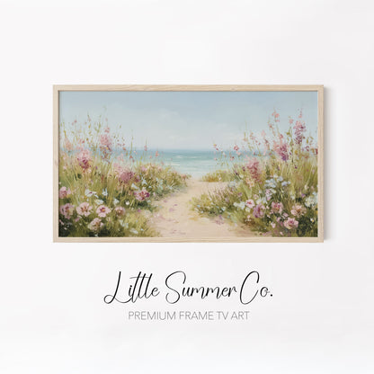 Pastel Floral Landscapes Frame TV Art Bundle displayed on a TV