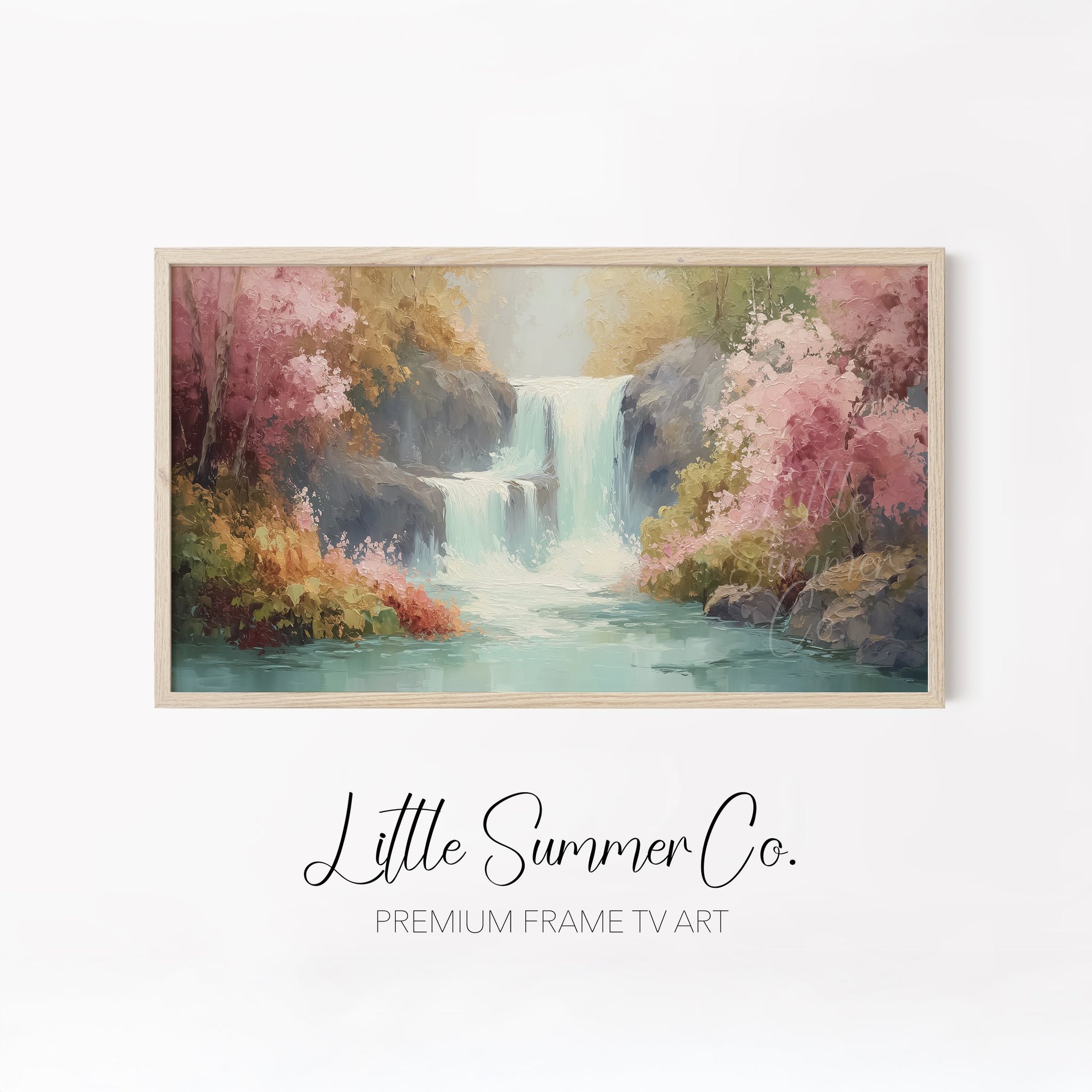 Pastel Floral Landscapes Frame TV Art Bundle displayed on a TV