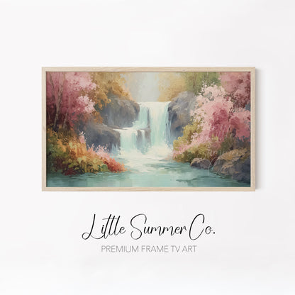 Pastel Floral Landscapes Frame TV Art Bundle displayed on a TV