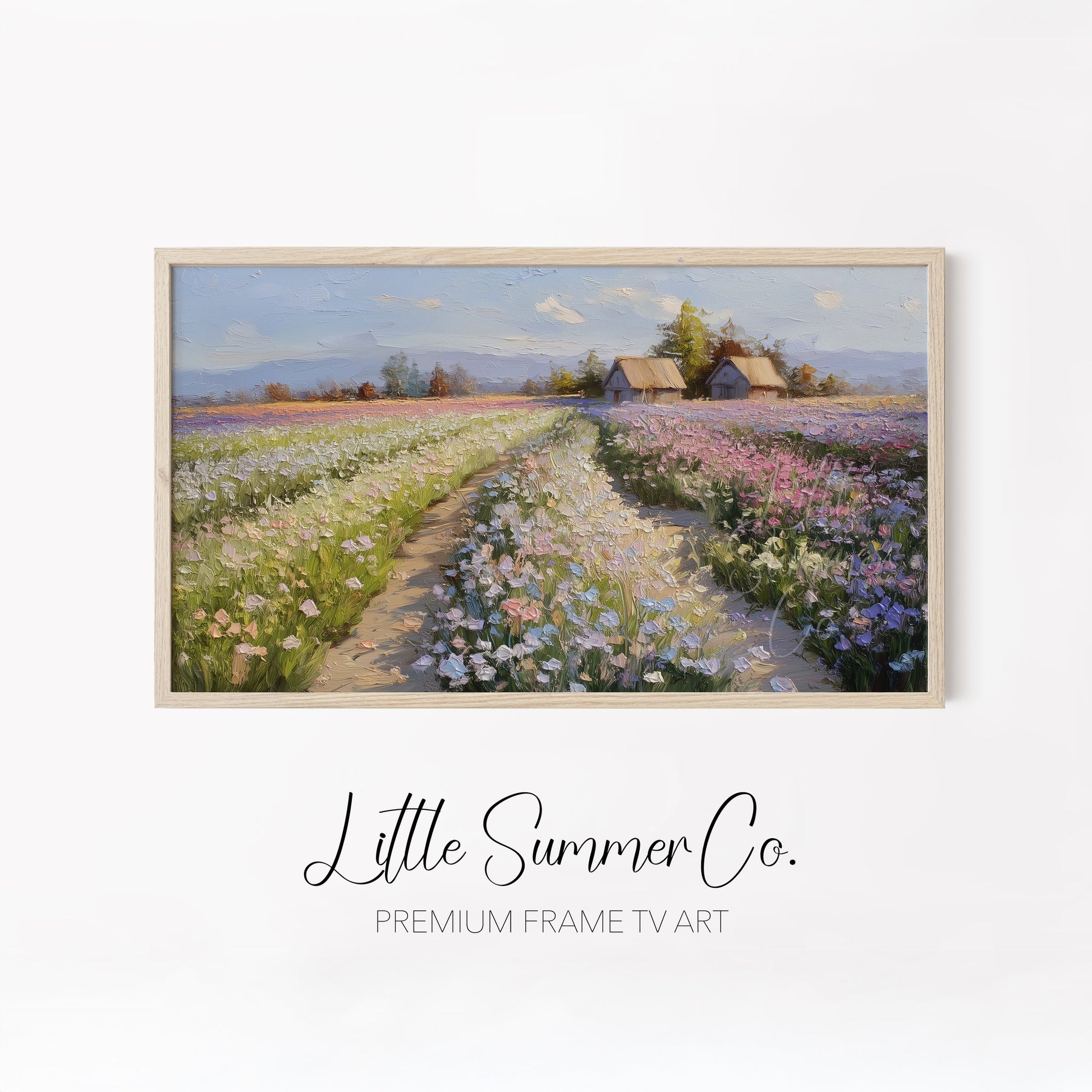 Pastel Floral Landscapes Frame TV Art Bundle displayed on a TV