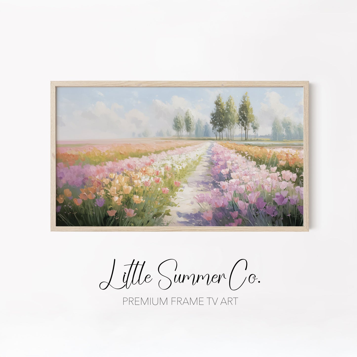 Pastel Floral Landscapes Frame TV Art Bundle displayed on a TV
