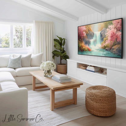 Pastel Floral Landscapes Frame TV Art Bundle displayed on a TV