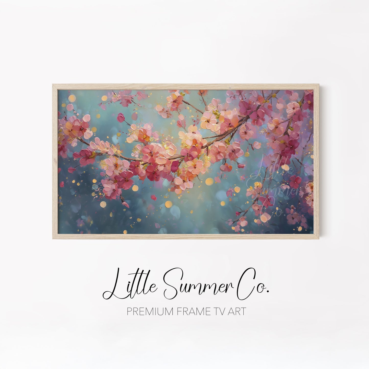 Moonlit Flower Meadows Frame TV Art Bundle displayed on a TV