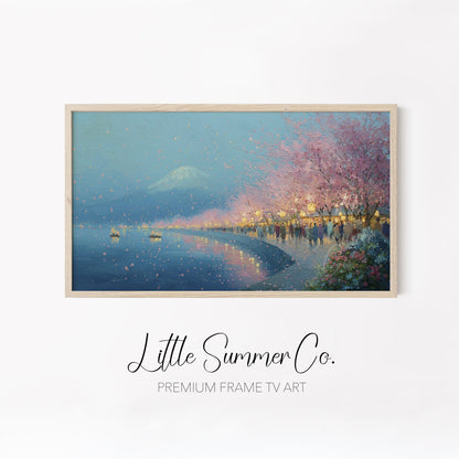 Moonlit Flower Meadows Frame TV Art Bundle displayed on a TV