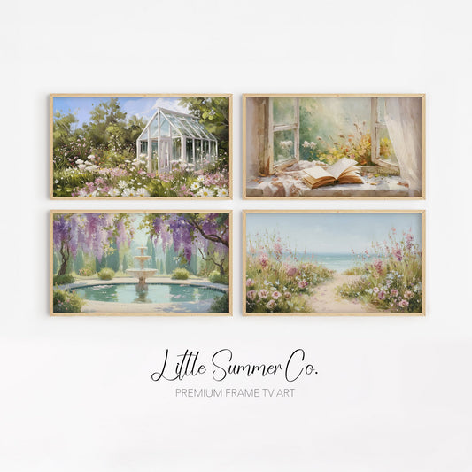Summer Garden Escape Frame TV Art Bundle displayed on a TV
