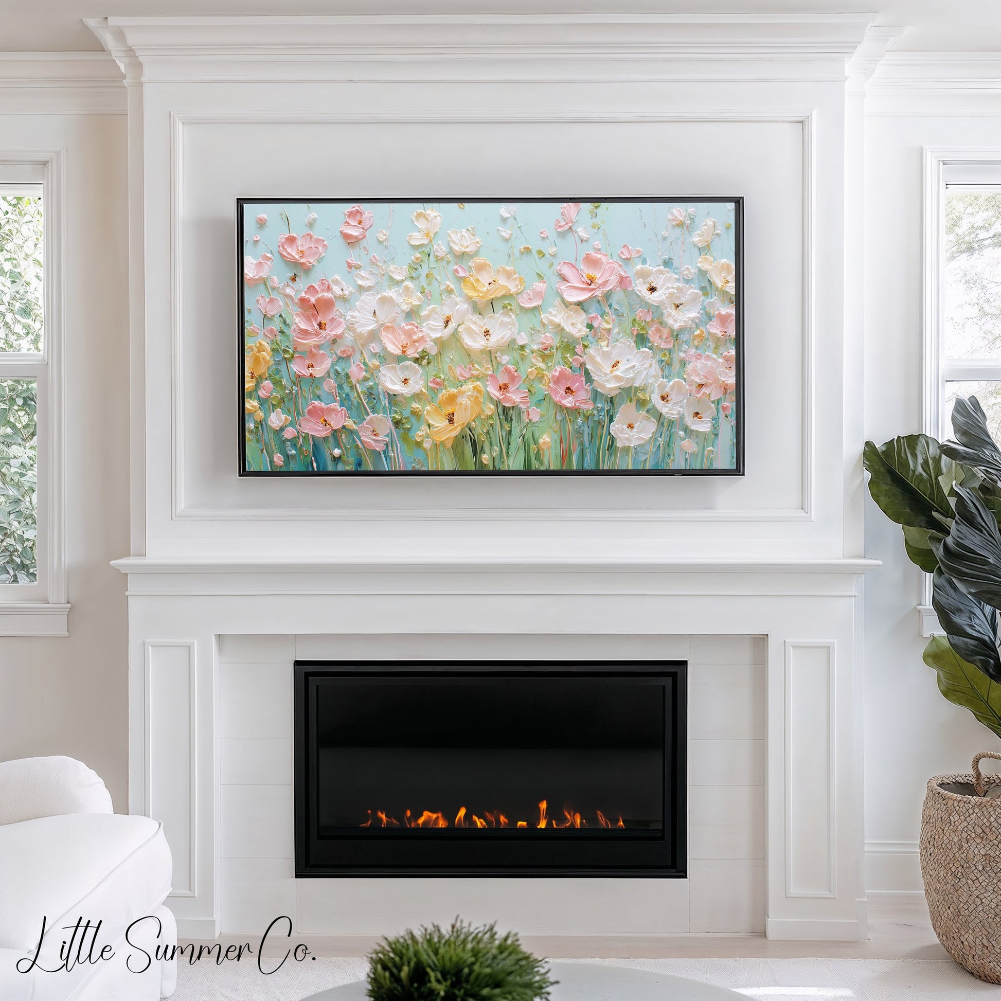 Pastel Flower Collection Frame TV Art Bundle displayed on a TV