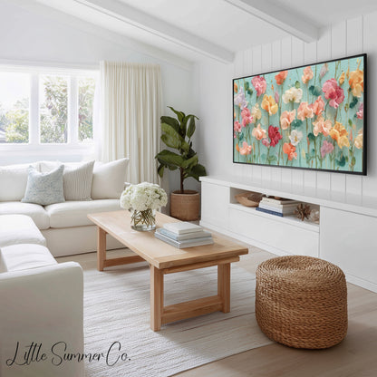 Pastel Flower Collection Frame TV Art Bundle displayed on a TV