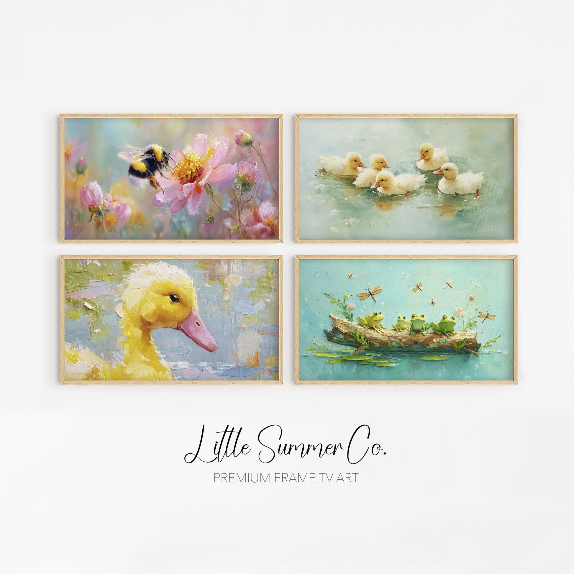 Whimsical Garden Creatures Frame TV Art Bundle displayed on a TV