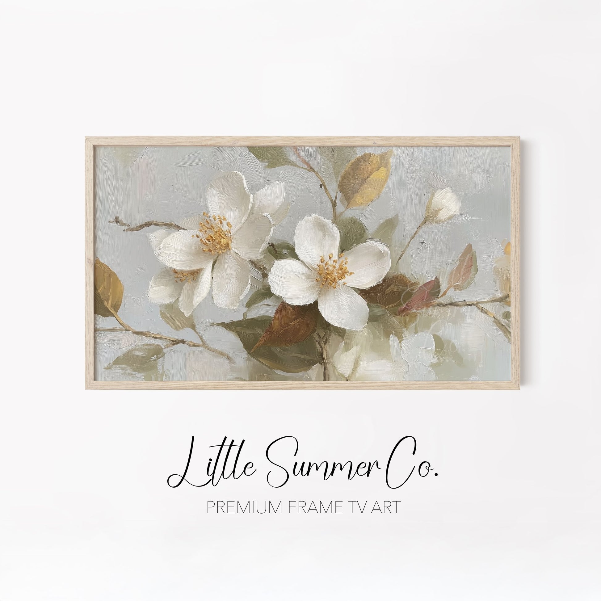 Soft Blossom Branches Frame TV Art Bundle displayed on a TV