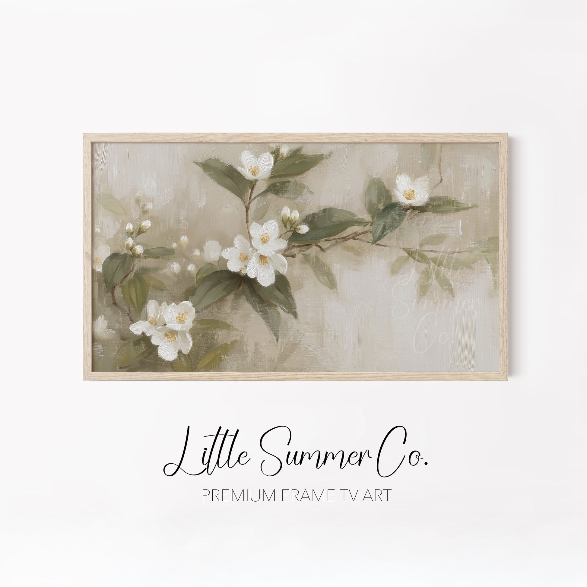 Soft Blossom Branches Frame TV Art Bundle displayed on a TV