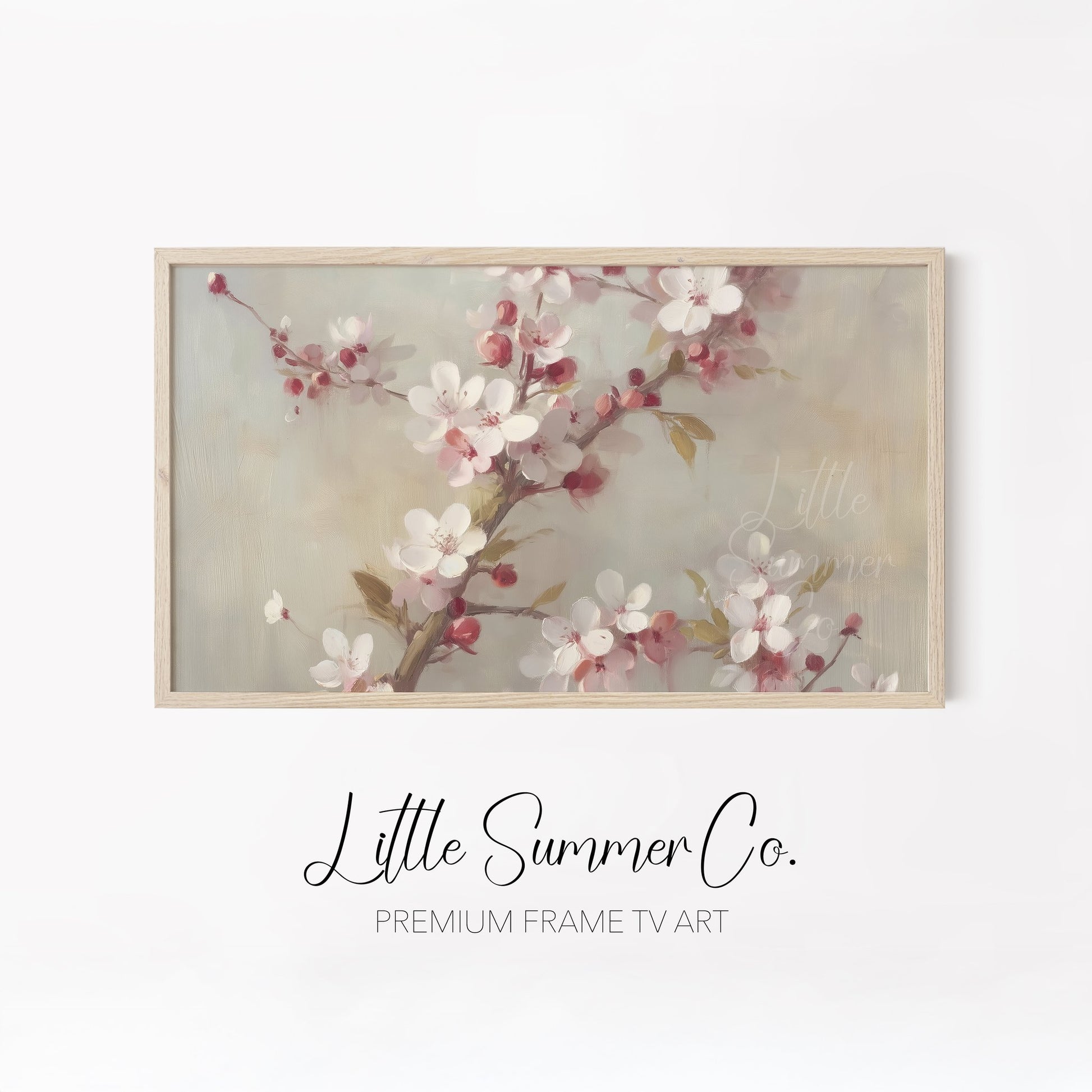 Soft Blossom Branches Frame TV Art Bundle displayed on a TV