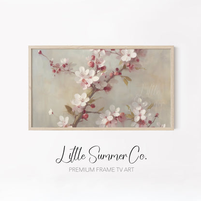 Soft Blossom Branches Frame TV Art Bundle displayed on a TV