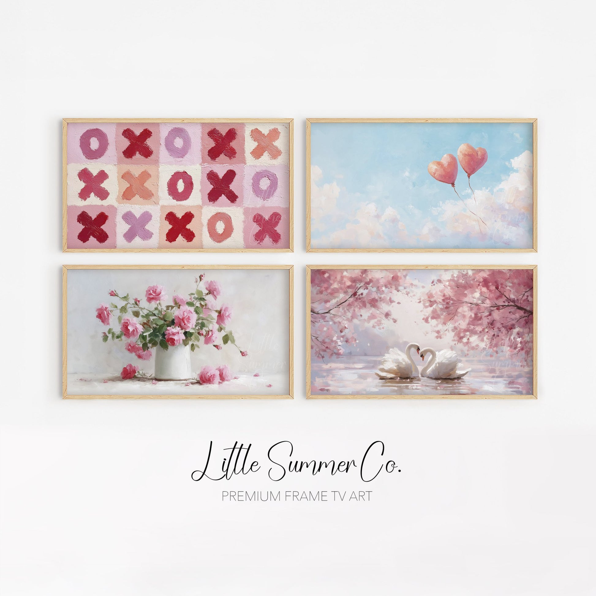 Pink Love Symbols Frame TV Art Bundle displayed on a TV