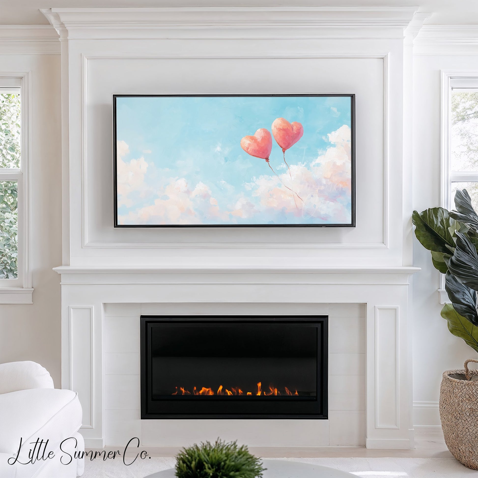 Pink Love Symbols Frame TV Art Bundle displayed on a TV