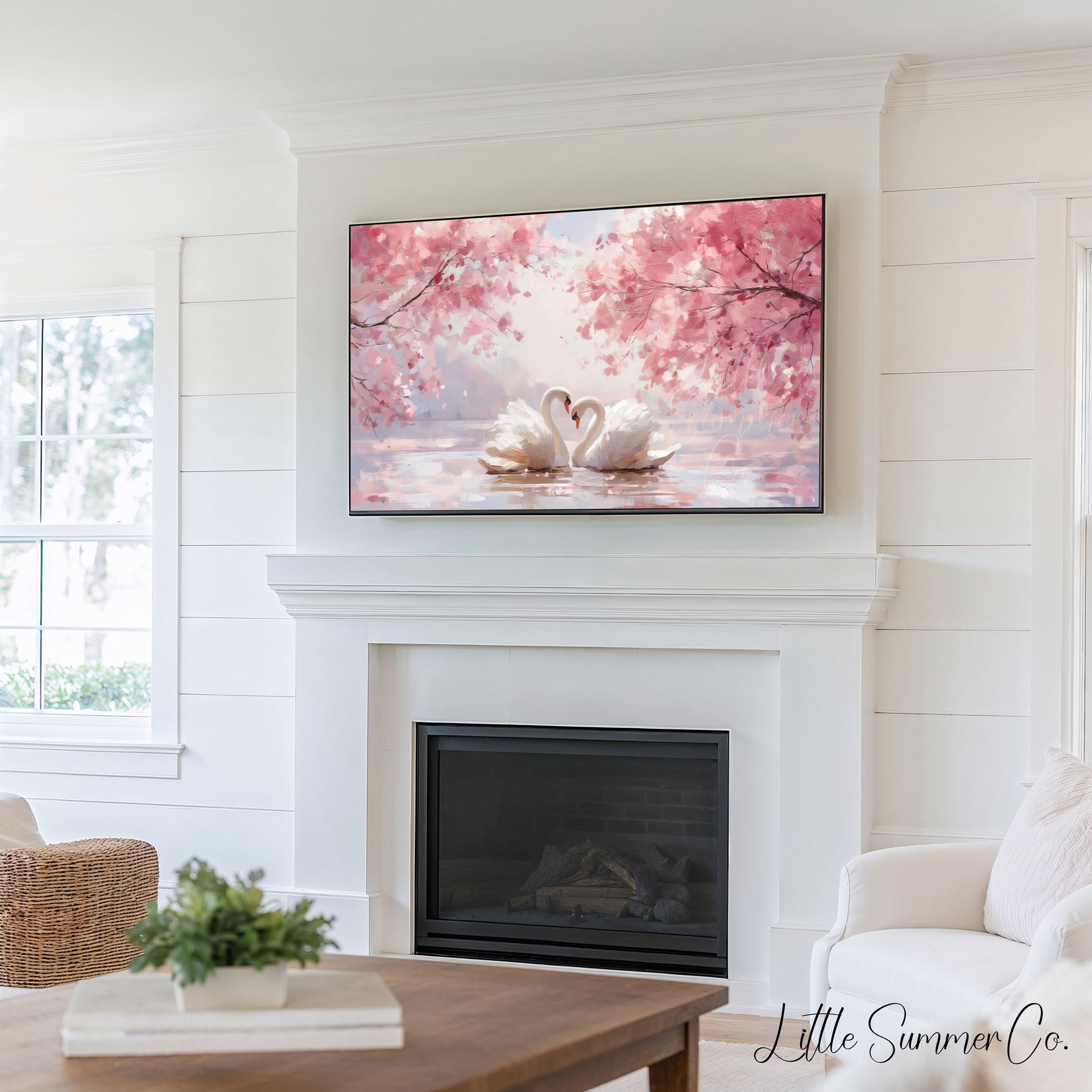 Pink Love Symbols Frame TV Art Bundle displayed on a TV