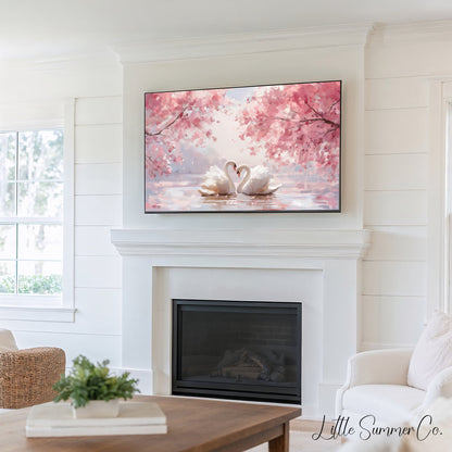 Pink Love Symbols Frame TV Art Bundle displayed on a TV
