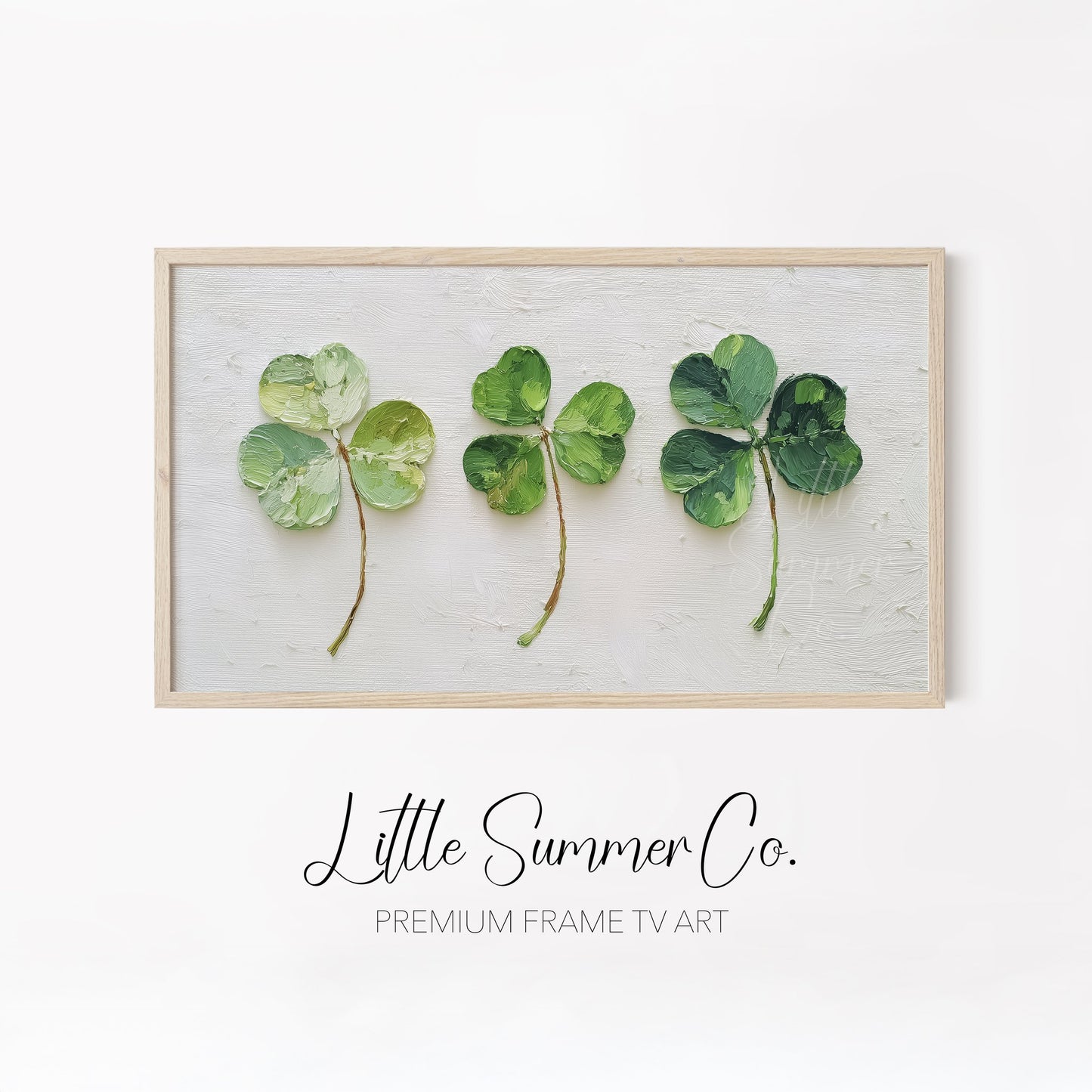 Lucky Green Clovers Frame TV Art Bundle displayed on a TV