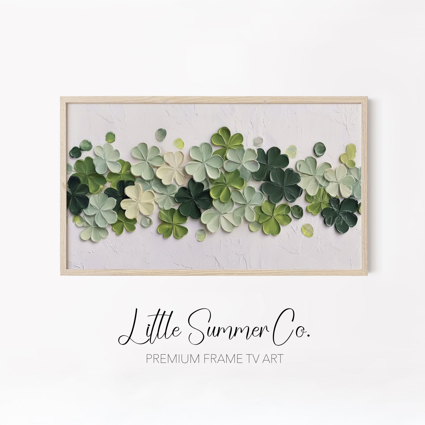 Lucky Green Clovers Frame TV Art Bundle displayed on a TV