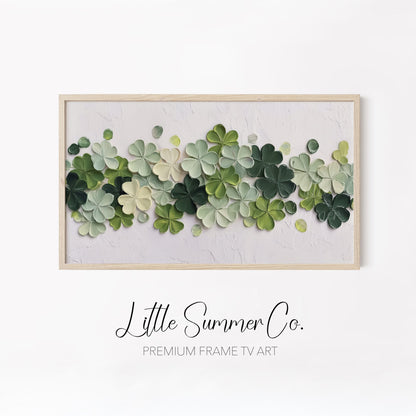 Lucky Green Clovers Frame TV Art Bundle displayed on a TV