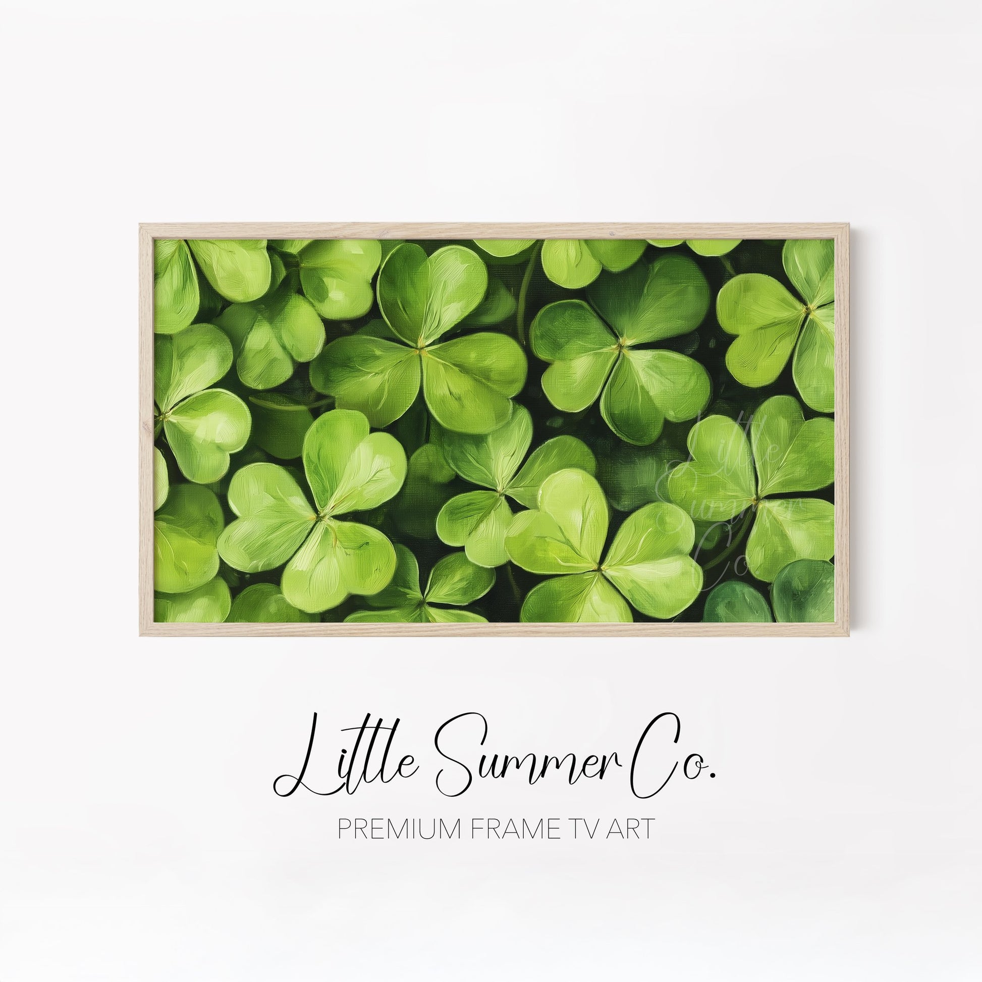 Lucky Green Clovers Frame TV Art Bundle displayed on a TV