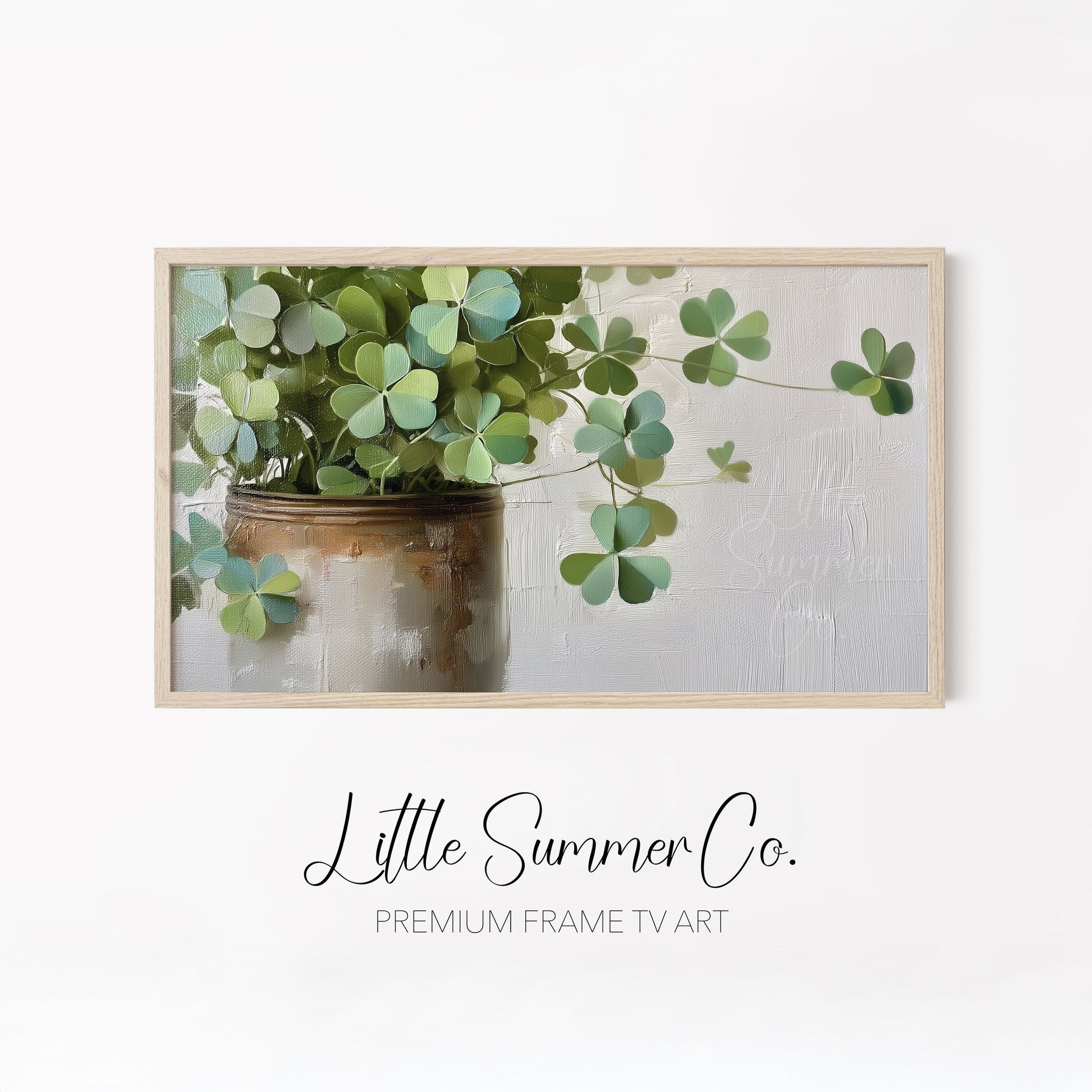 Lucky Green Clovers Frame TV Art Bundle displayed on a TV