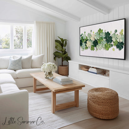 Lucky Green Clovers Frame TV Art Bundle displayed on a TV