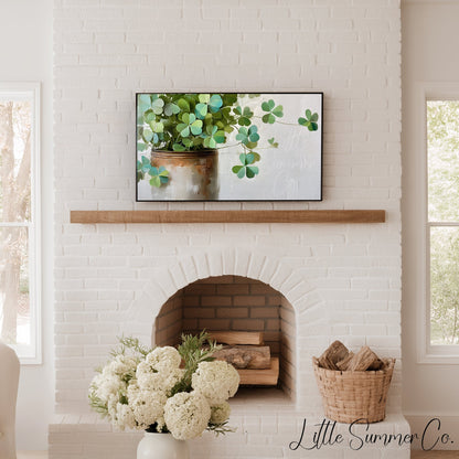 Lucky Green Clovers Frame TV Art Bundle displayed on a TV