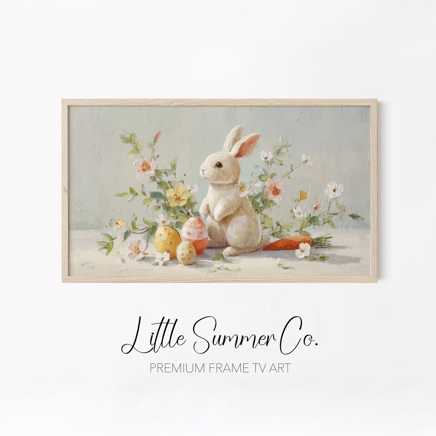 Chicks And Bunny Friends Frame TV Art Bundle displayed on a TV