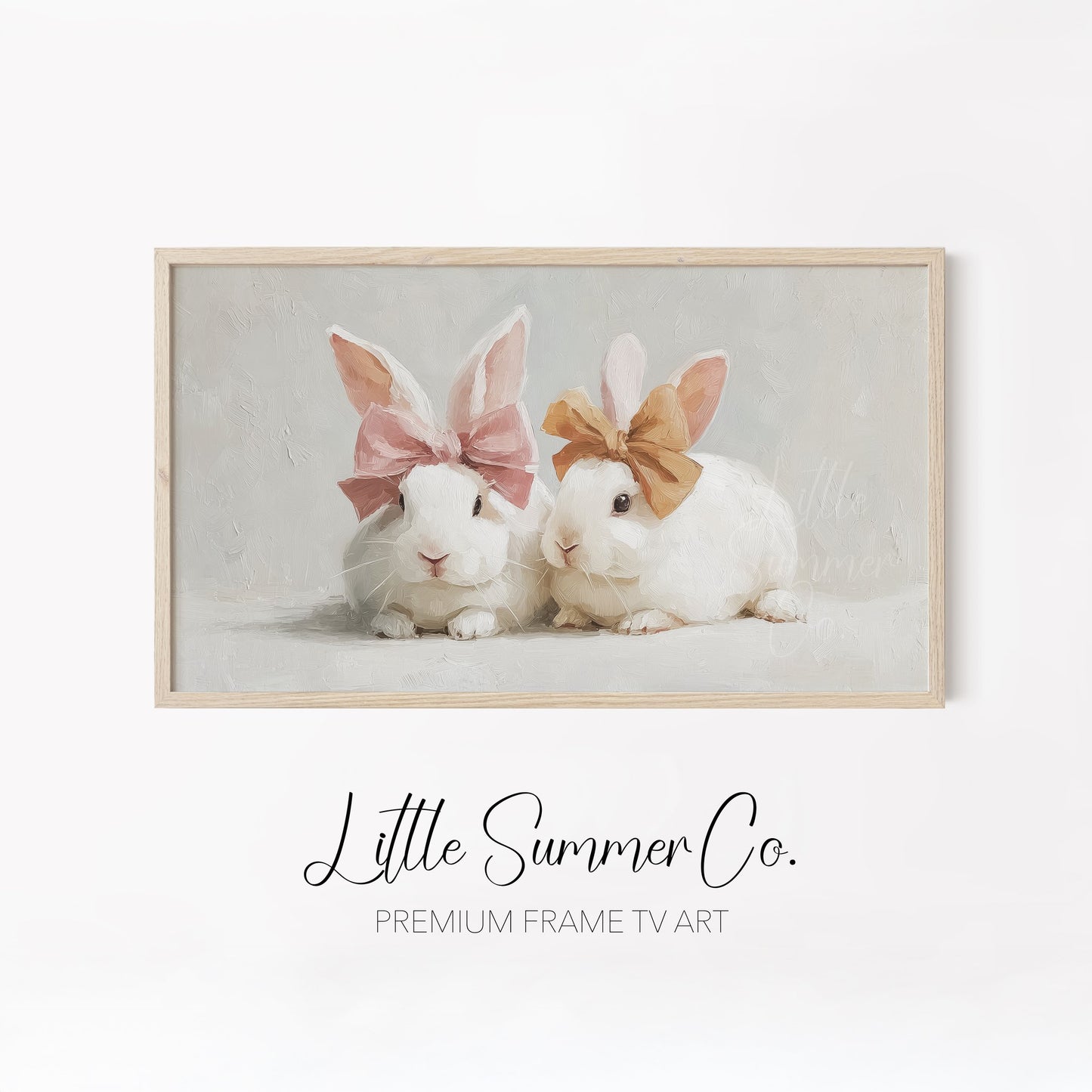 Chicks And Bunny Friends Frame TV Art Bundle displayed on a TV