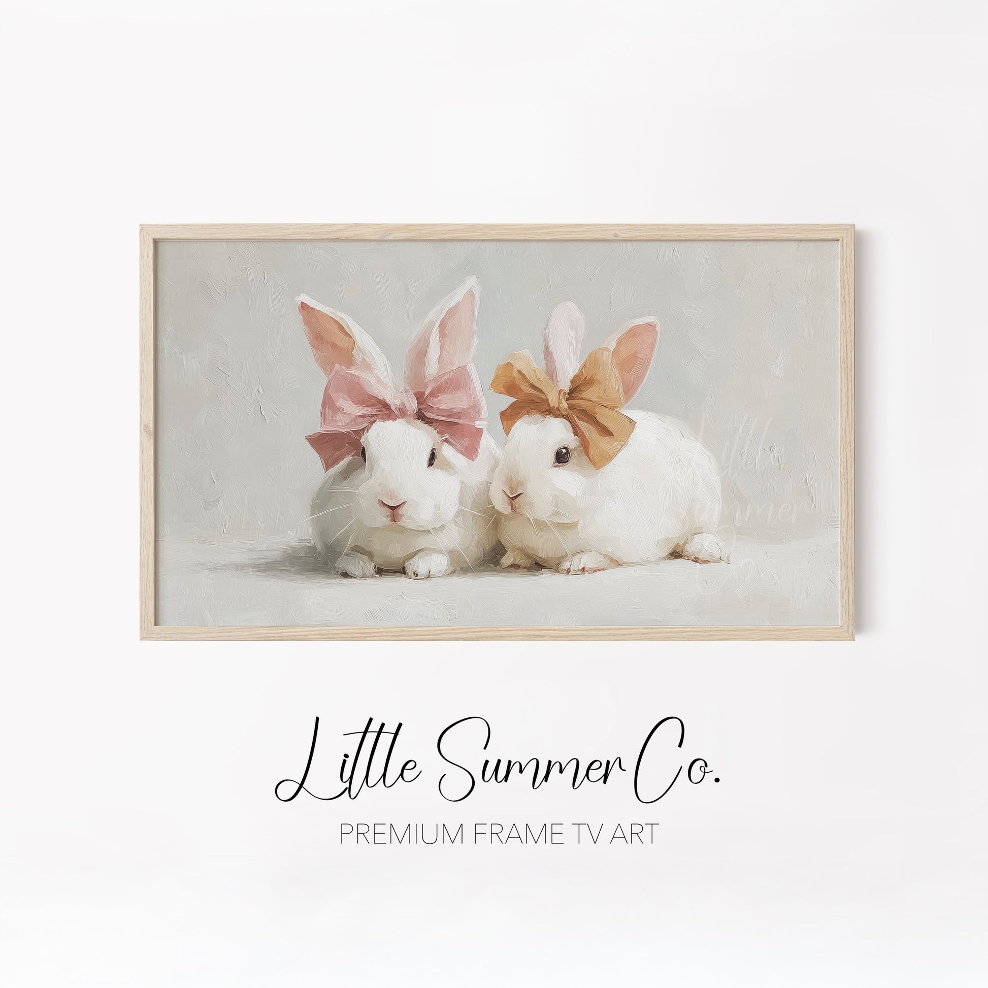 Chicks And Bunny Friends Frame TV Art Bundle displayed on a TV