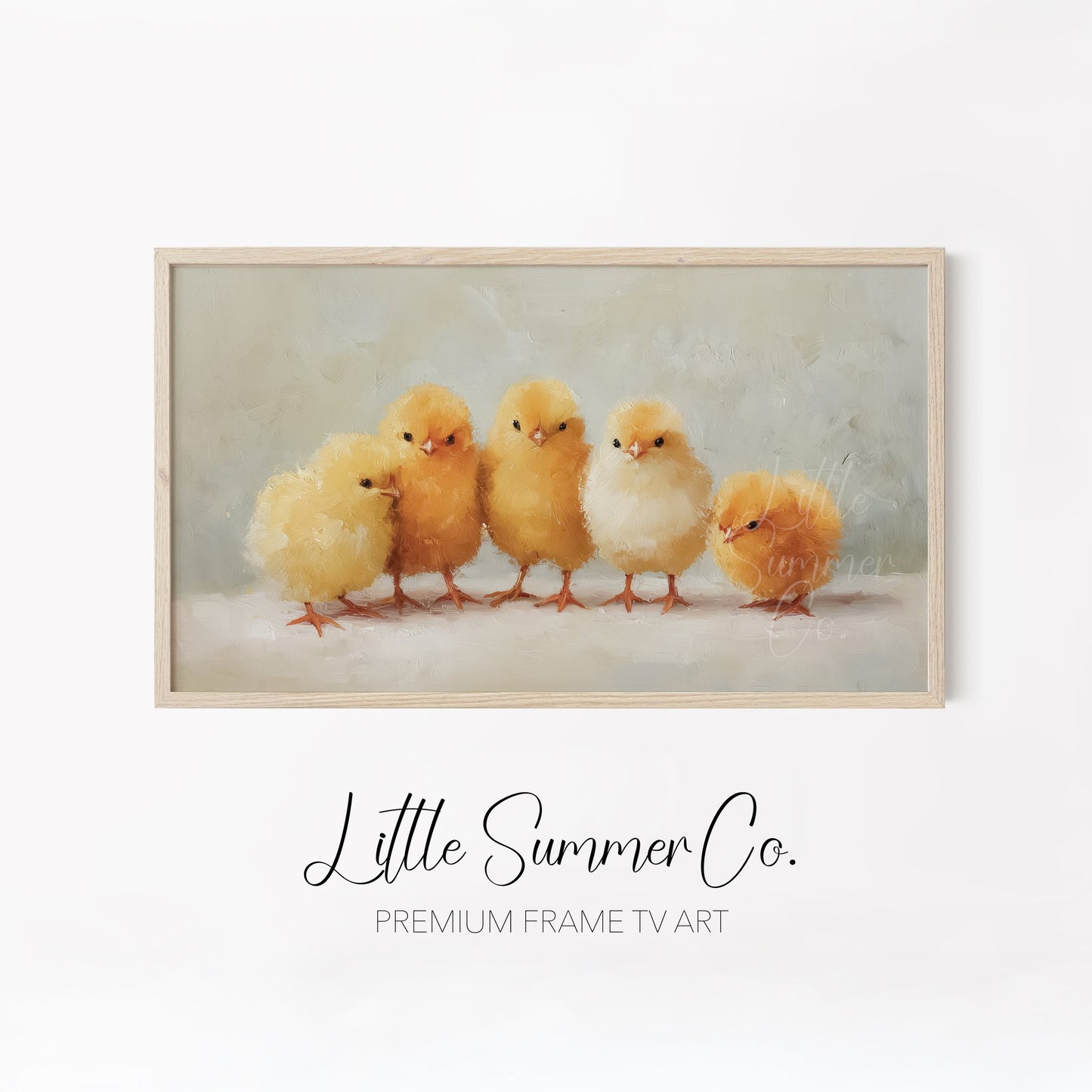 Chicks And Bunny Friends Frame TV Art Bundle displayed on a TV