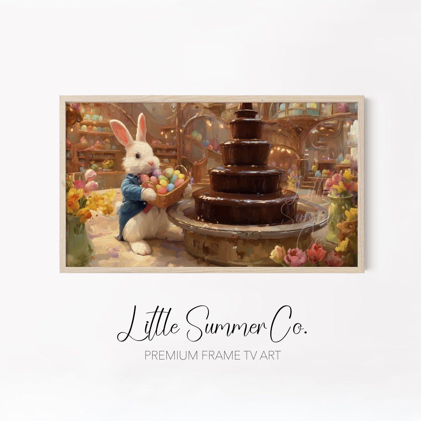 Whimsical Bunny Egg Hunt Frame TV Art Bundle displayed on a TV