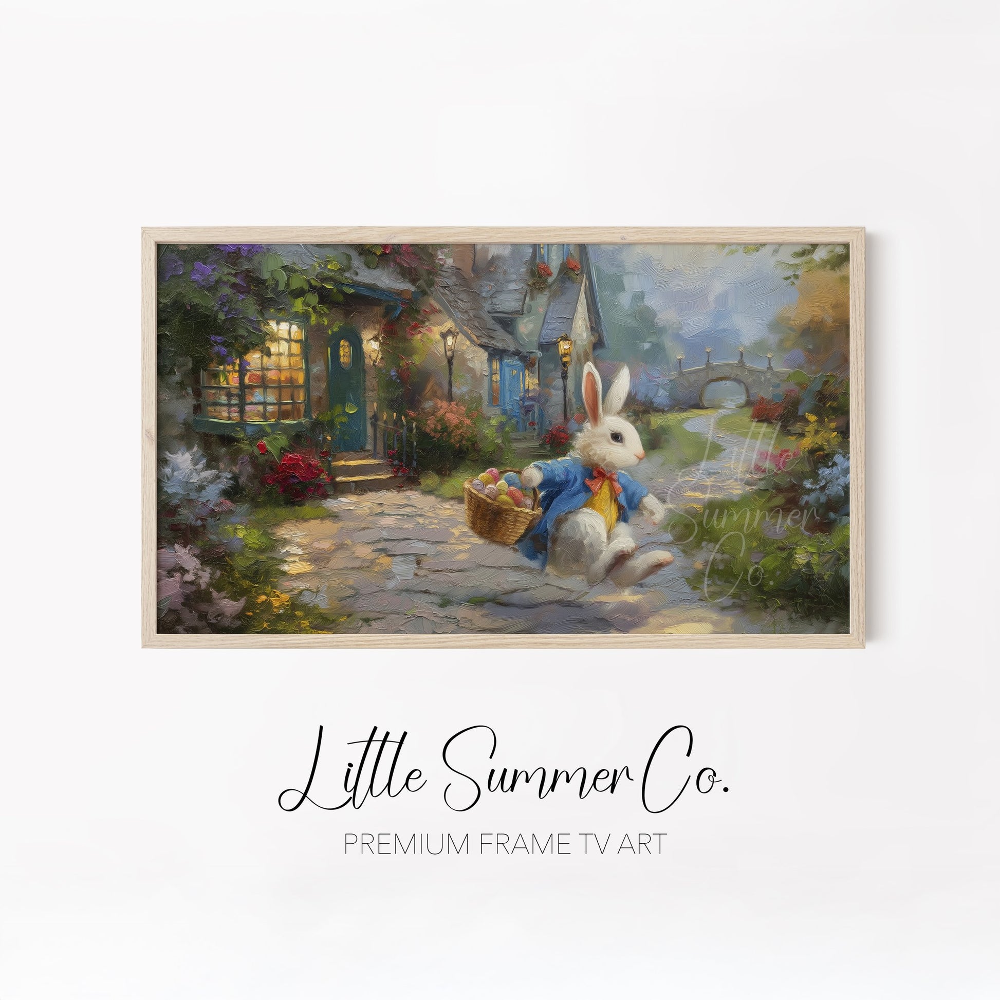 Whimsical Bunny Egg Hunt Frame TV Art Bundle displayed on a TV