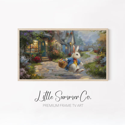 Whimsical Bunny Egg Hunt Frame TV Art Bundle displayed on a TV