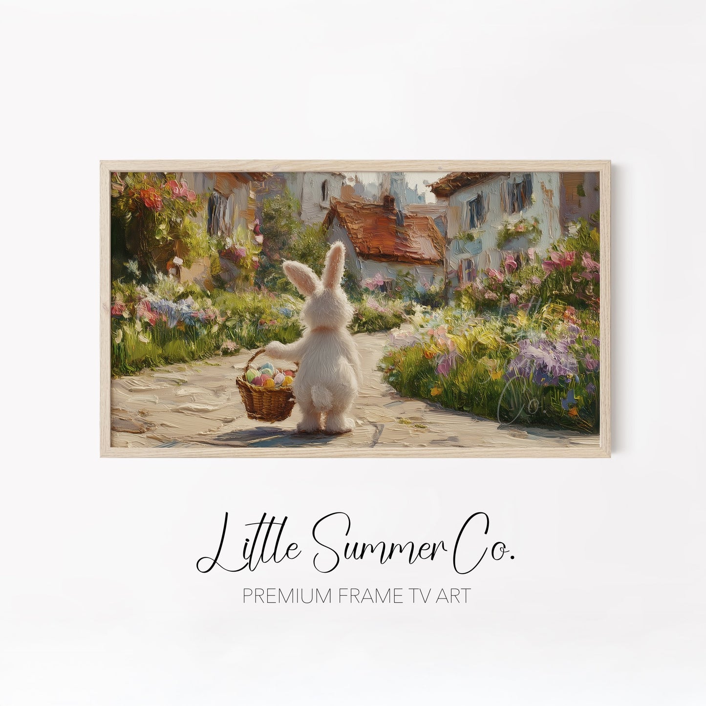 Whimsical Bunny Egg Hunt Frame TV Art Bundle displayed on a TV