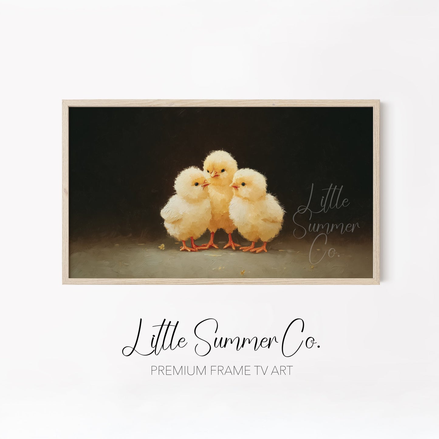 Moody Bunny And Chick Frame TV Art Bundle displayed on a TV