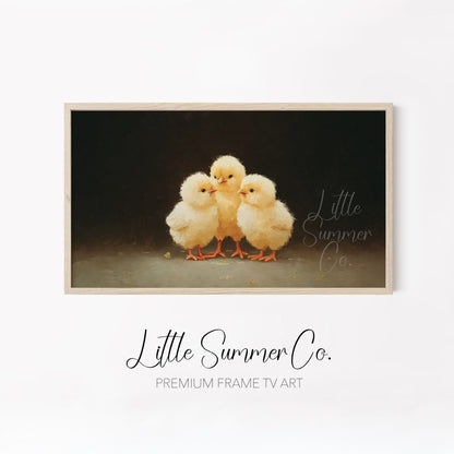 Moody Bunny And Chick Frame TV Art Bundle displayed on a TV