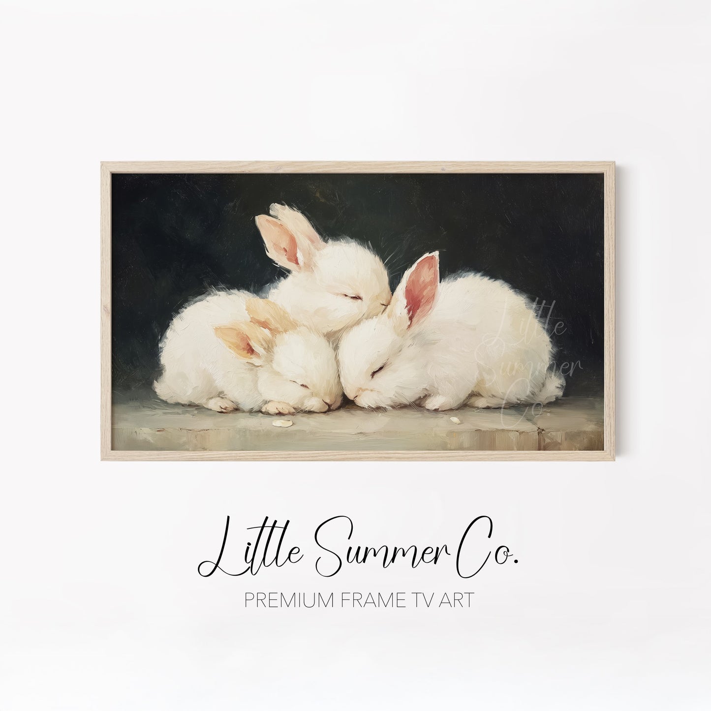 Moody Bunny And Chick Frame TV Art Bundle displayed on a TV