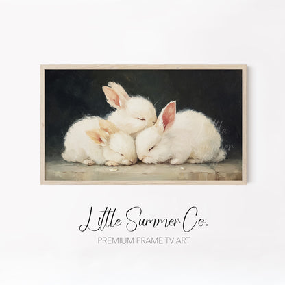 Moody Bunny And Chick Frame TV Art Bundle displayed on a TV