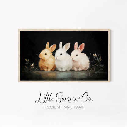 Moody Bunny And Chick Frame TV Art Bundle displayed on a TV