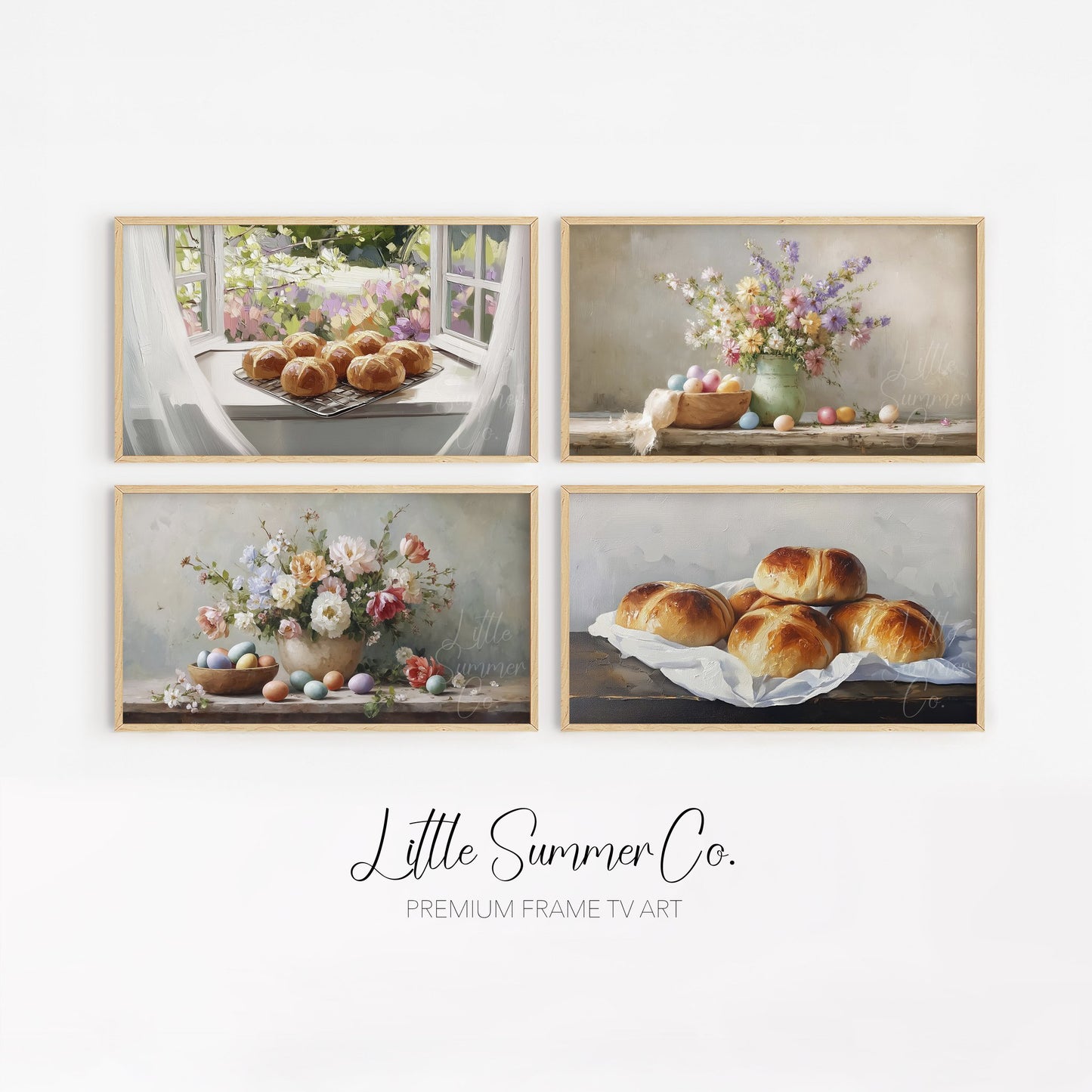 Bakery Blooms And Eggs Frame TV Art Bundle displayed on a TV