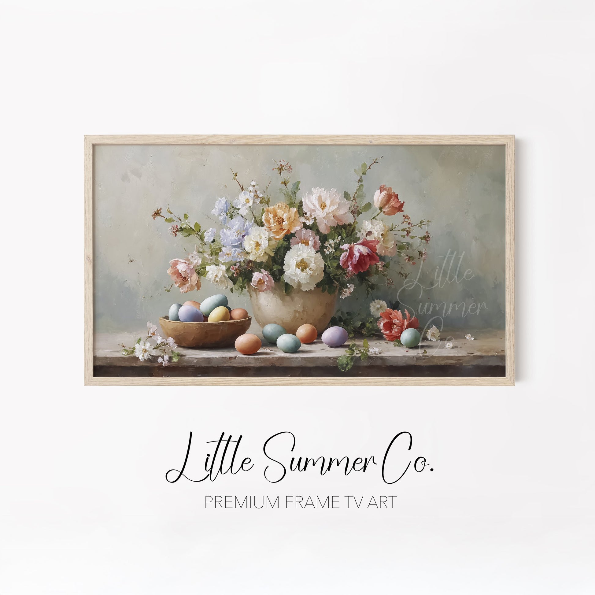 Bakery Blooms And Eggs Frame TV Art Bundle displayed on a TV