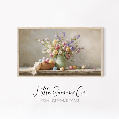Bakery Blooms And Eggs Frame TV Art Bundle displayed on a TV