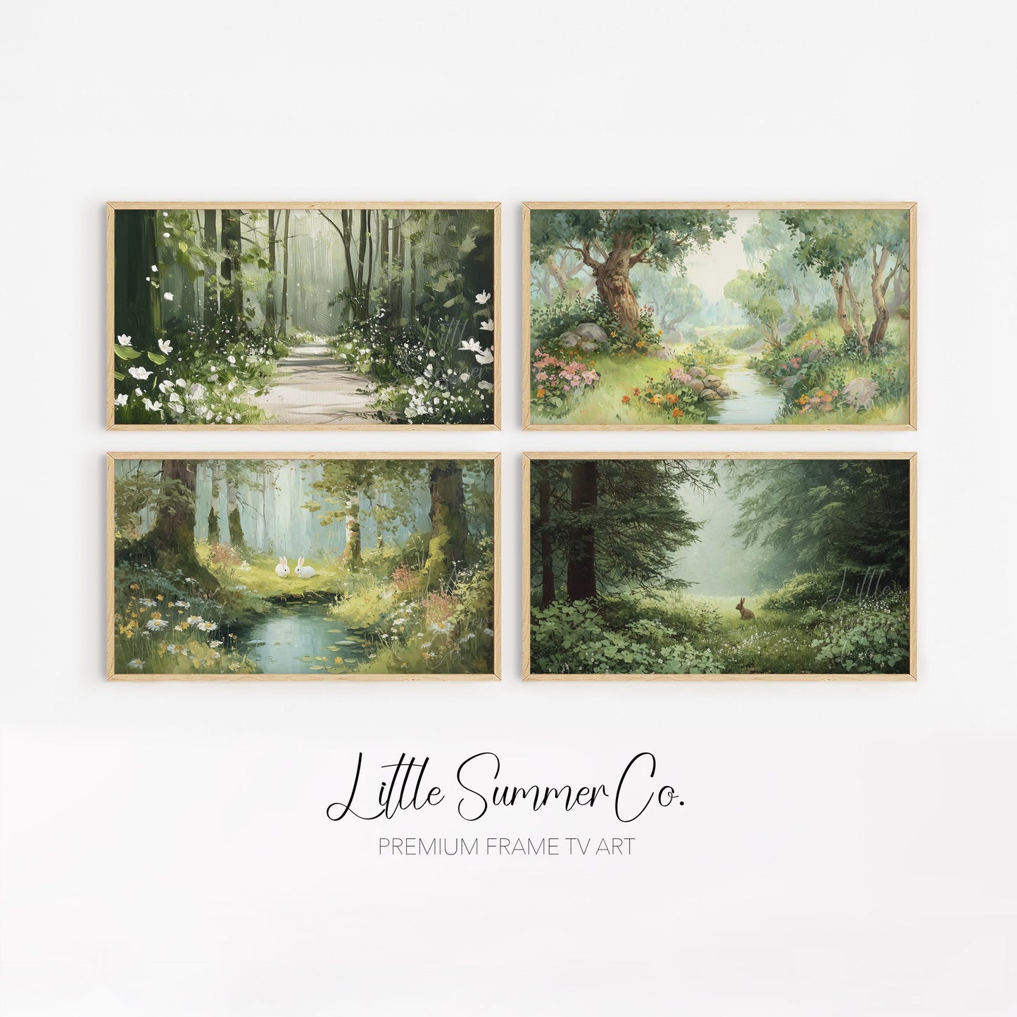 Woodland Spring Scenes Frame TV Art Bundle displayed on a TV