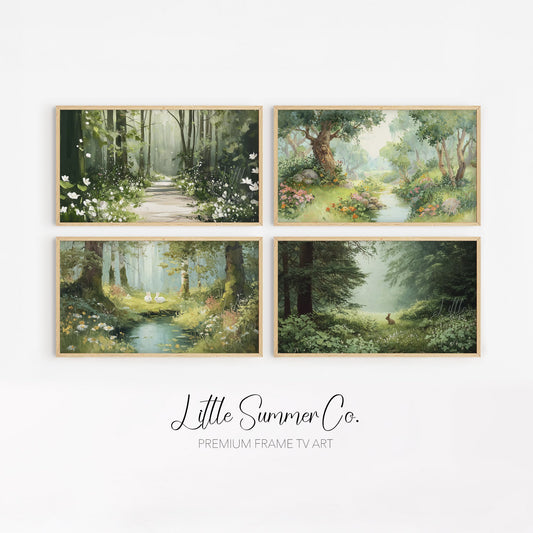 Woodland Spring Scenes Frame TV Art Bundle displayed on a TV