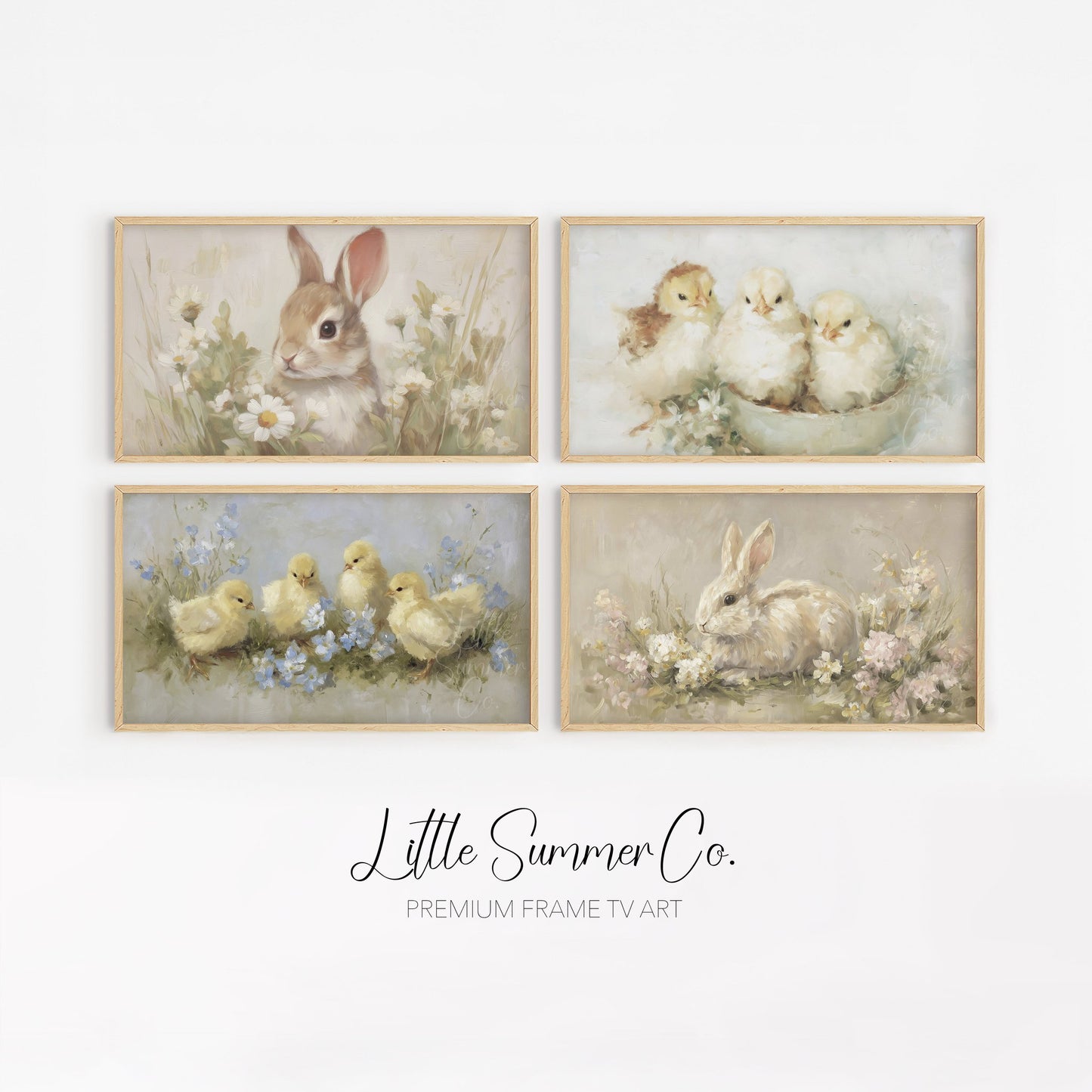 Spring Baby Animals Frame TV Art Bundle displayed on a TV