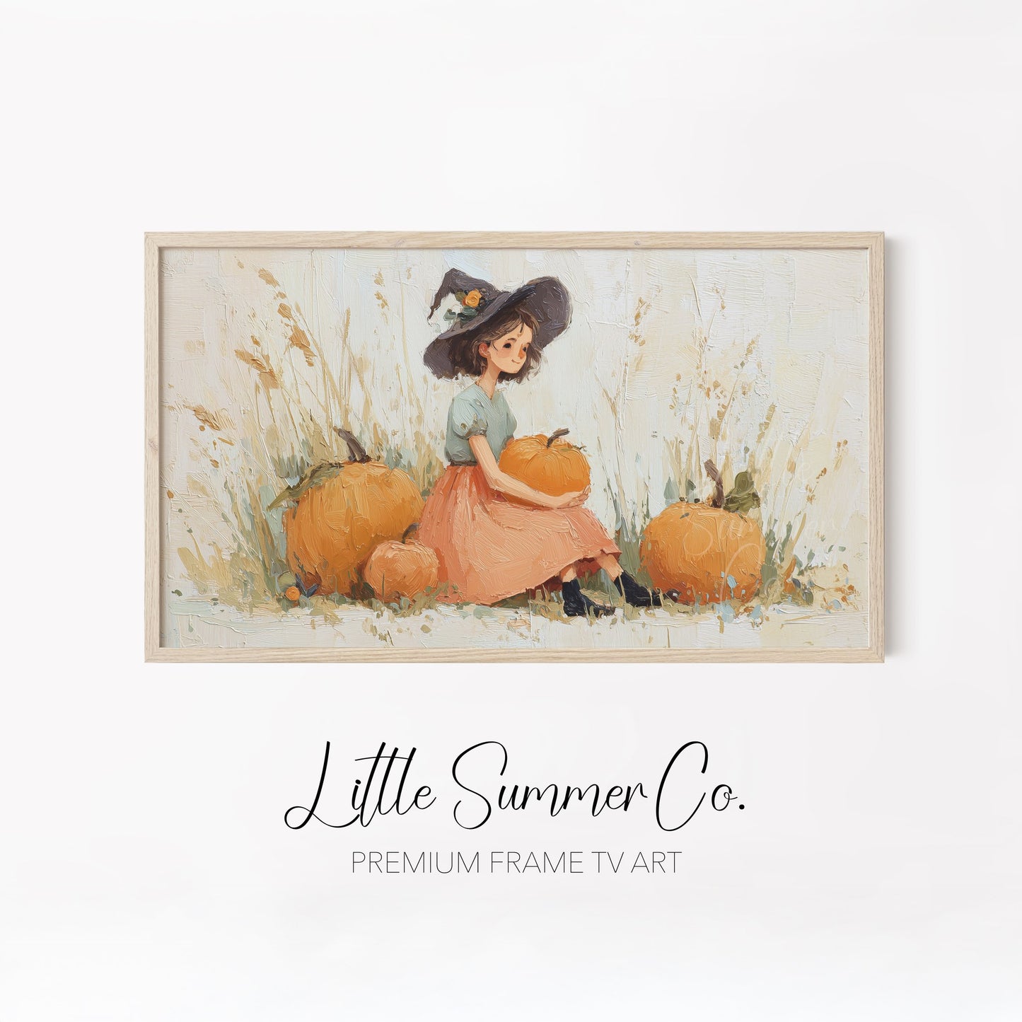 Whimsical Pumpkin Scenes Frame TV Art Bundle displayed on a TV