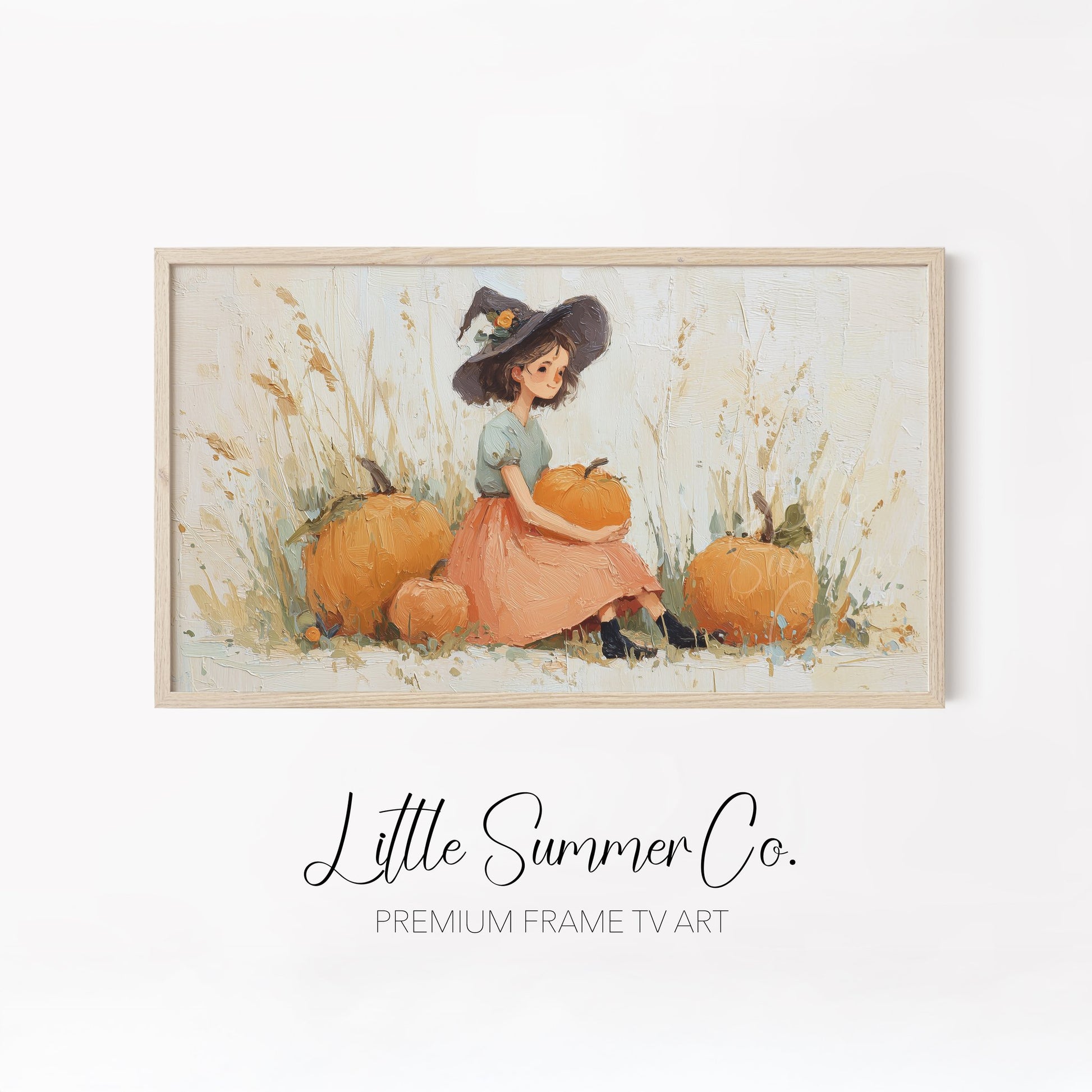 Whimsical Pumpkin Scenes Frame TV Art Bundle displayed on a TV