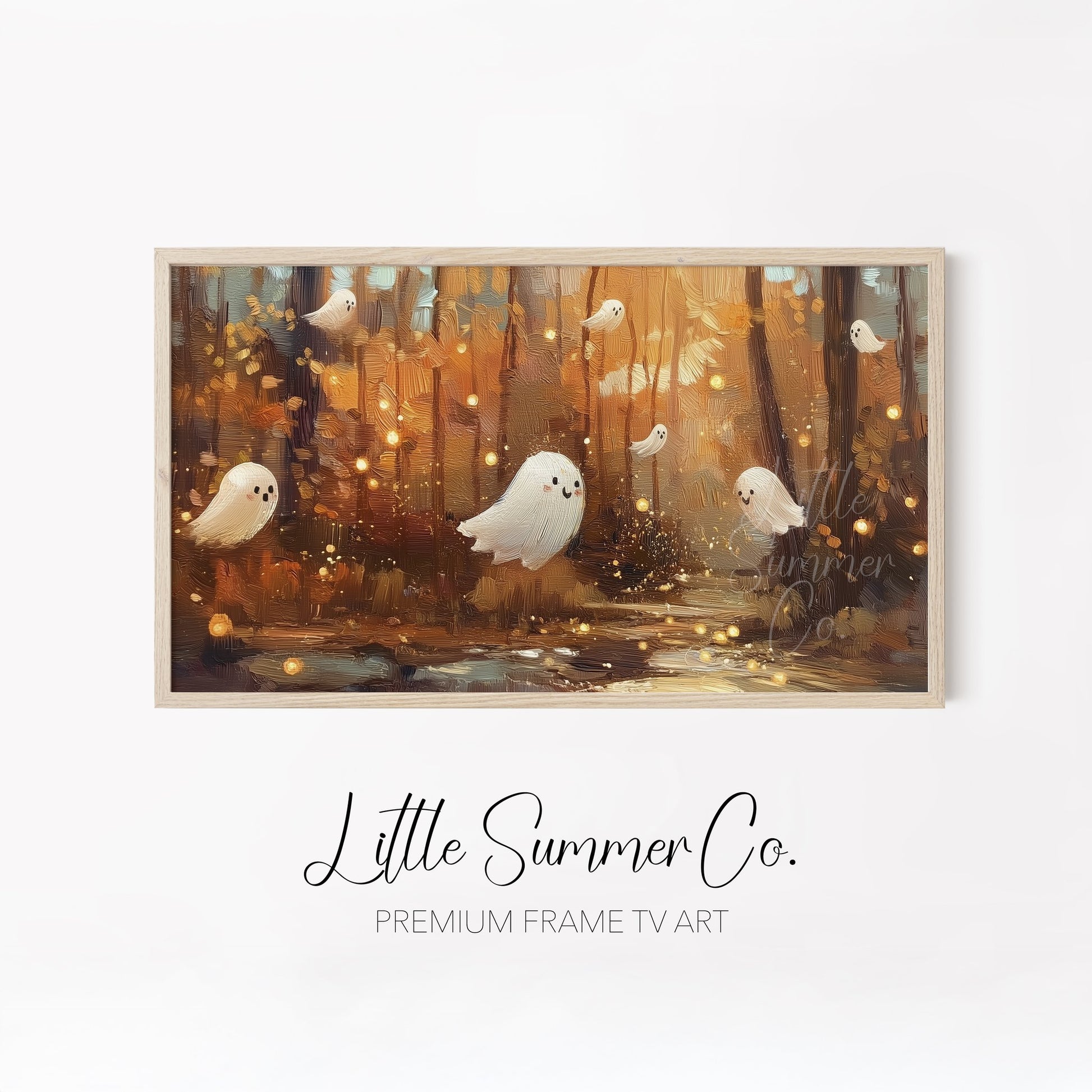 Whimsical Pumpkin Scenes Frame TV Art Bundle displayed on a TV